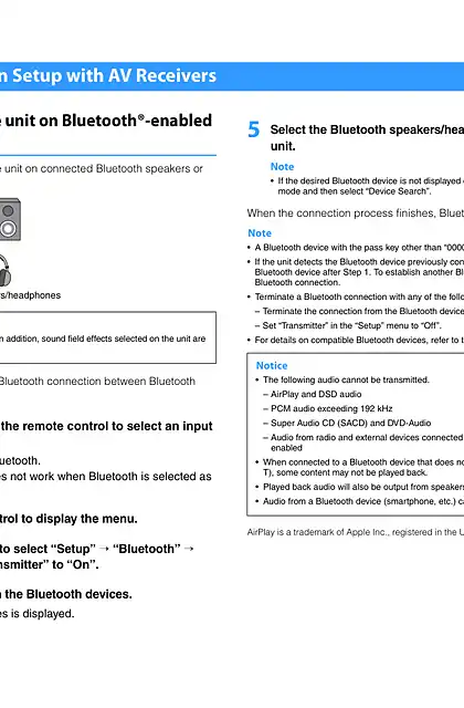 yamaha雅马哈Additional Features(Bluetooth Transmission function)